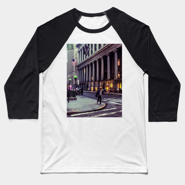 Wall Street, Manhattan, New York City Baseball T-Shirt by eleonoraingrid